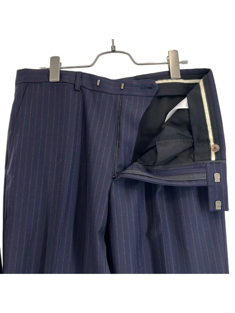 Gucci Set Wool Logo Striped Tailored Jacket Trousers 48 Navy